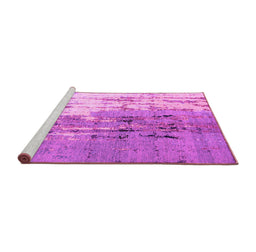 Sideview of Machine Washable Abstract Pink Modern Rug, wshabs5373pnk