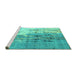 Sideview of Machine Washable Abstract Turquoise Modern Area Rugs, wshabs5373turq