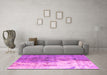 Machine Washable Abstract Pink Modern Rug in a Living Room, wshabs5373pnk