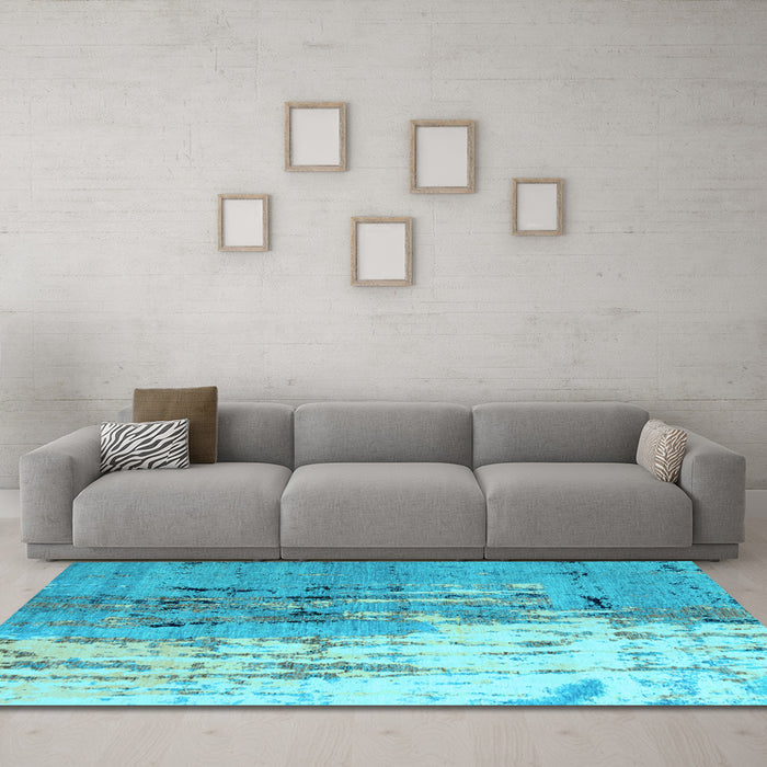 Machine Washable Abstract Light Blue Modern Rug in a Living Room, wshabs5373lblu