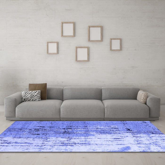 Machine Washable Abstract Blue Modern Rug in a Living Room, wshabs5373blu