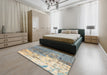 Abstract Tan Brown Modern Rug in a Bedroom, abs5373