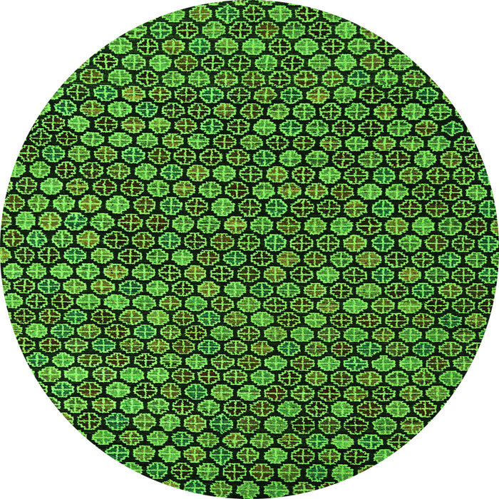 Round Abstract Green Modern Rug, abs5374grn