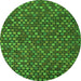 Round Machine Washable Abstract Green Modern Area Rugs, wshabs5374grn