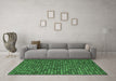 Machine Washable Abstract Emerald Green Modern Area Rugs in a Living Room,, wshabs5374emgrn