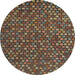 Round Abstract Red Modern Rug, abs5374