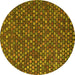 Round Abstract Yellow Modern Rug, abs5374yw