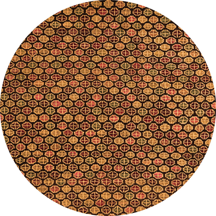 Round Abstract Orange Modern Rug, abs5374org