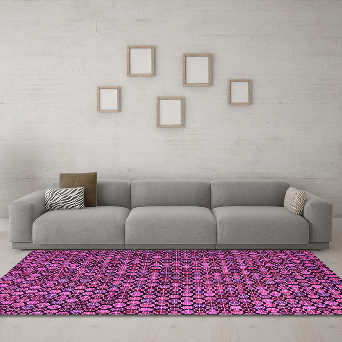 Machine Washable Abstract Pink Modern Rug in a Living Room, wshabs5374pnk