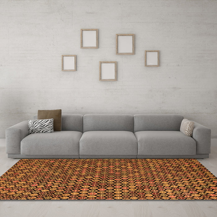 Machine Washable Abstract Orange Modern Area Rugs in a Living Room, wshabs5374org