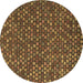 Round Machine Washable Abstract Brown Modern Rug, wshabs5374brn