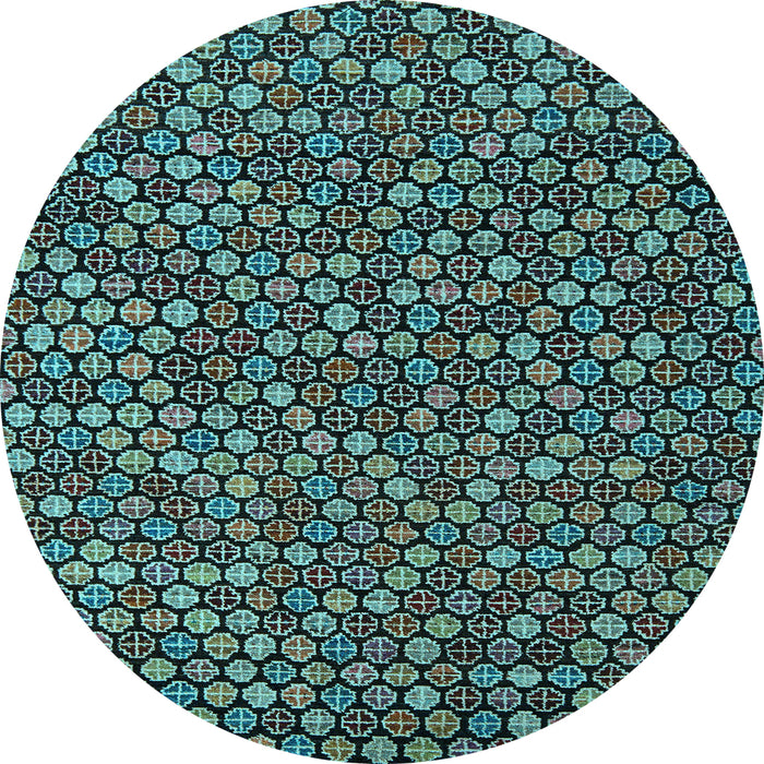 Round Abstract Light Blue Modern Rug, abs5374lblu