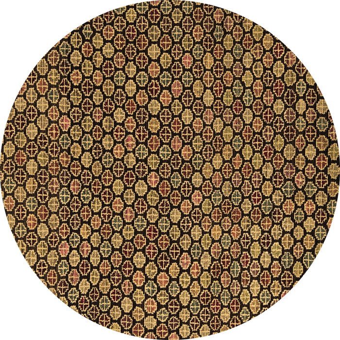 Round Abstract Brown Modern Rug, abs5374brn