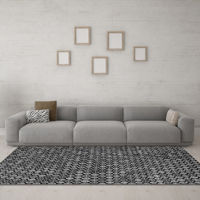 Machine Washable Abstract Gray Modern Rug in a Living Room,, wshabs5374gry