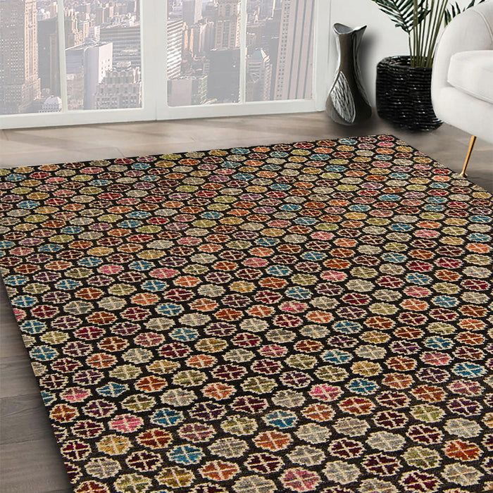 Machine Washable Abstract Night Red Rug in a Family Room, wshabs5374