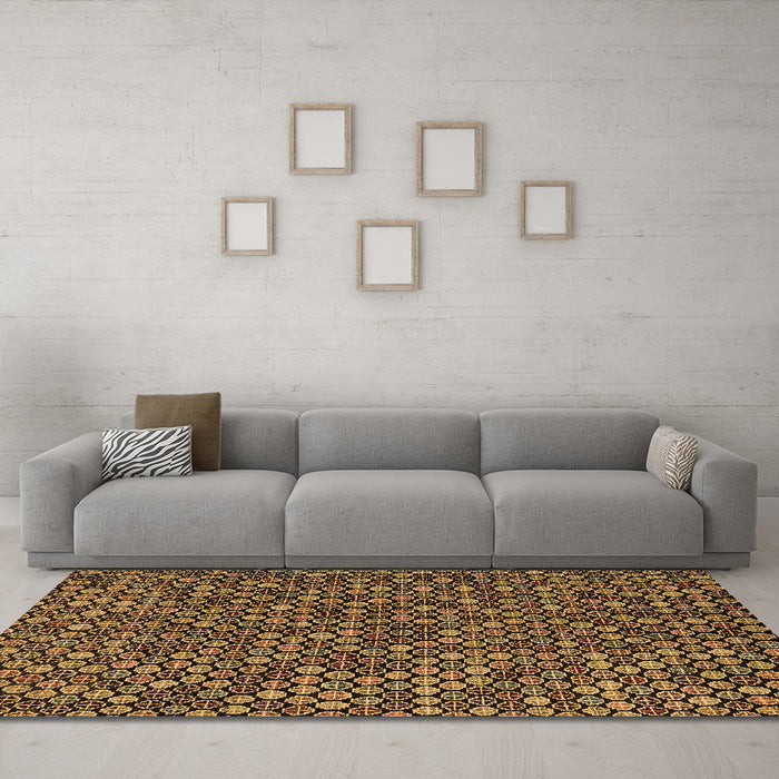 Machine Washable Abstract Brown Modern Rug in a Living Room,, wshabs5374brn