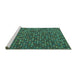 Sideview of Machine Washable Abstract Turquoise Modern Area Rugs, wshabs5374turq