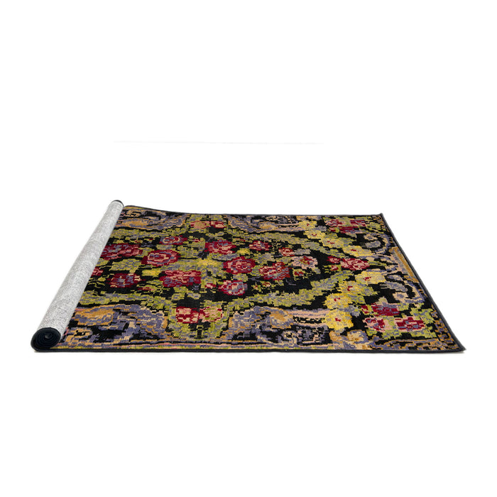 Sideview of Machine Washable Abstract Bronze Brown Rug, wshabs5375