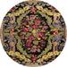 Round Abstract Bronze Brown Medallion Rug, abs5375