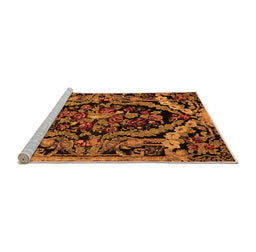 Sideview of Machine Washable Medallion Orange French Area Rugs, wshabs5375org