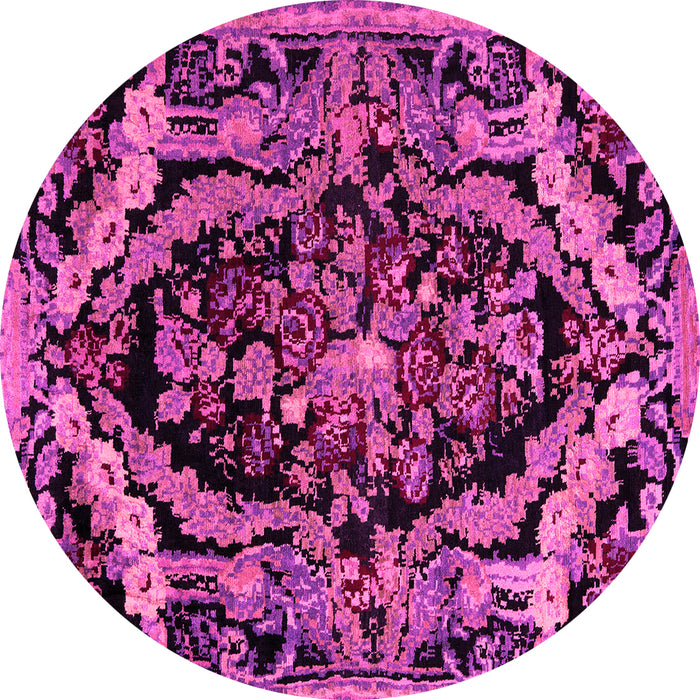 Round Machine Washable Medallion Pink French Rug, wshabs5375pnk