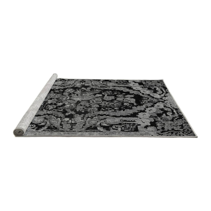 Sideview of Machine Washable Medallion Gray French Rug, wshabs5375gry