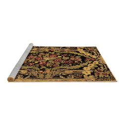 Sideview of Machine Washable Medallion Brown French Rug, wshabs5375brn