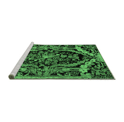 Sideview of Machine Washable Medallion Emerald Green French Area Rugs, wshabs5375emgrn