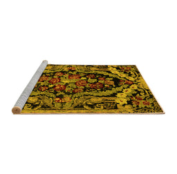 Sideview of Machine Washable Medallion Yellow French Rug, wshabs5375yw
