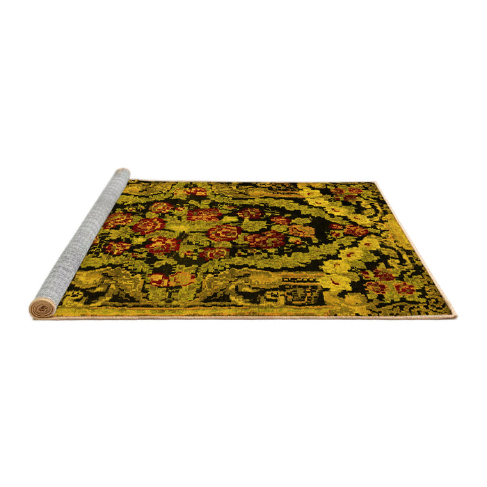 Sideview of Machine Washable Medallion Yellow French Rug, wshabs5375yw