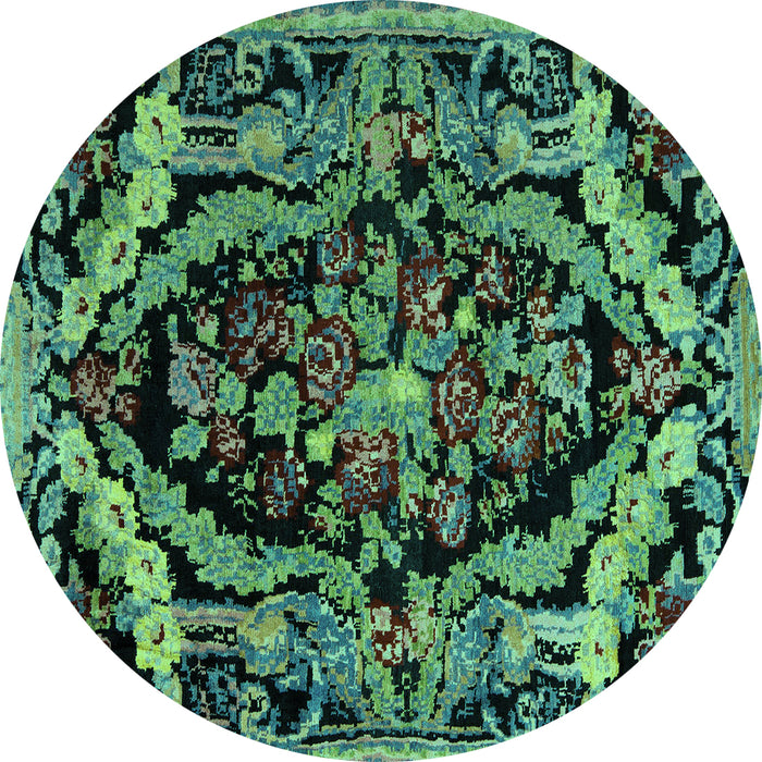 Round Medallion Turquoise French Rug, abs5375turq