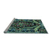 Sideview of Machine Washable Medallion Light Blue French Rug, wshabs5375lblu