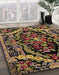 Abstract Bronze Brown Medallion Rug in Family Room, abs5375