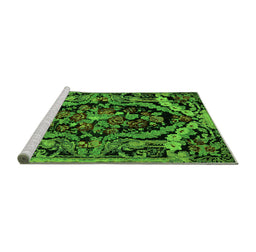 Sideview of Machine Washable Medallion Green French Area Rugs, wshabs5375grn