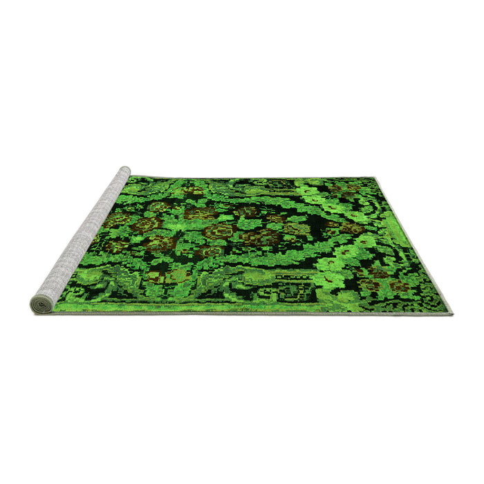 Sideview of Machine Washable Medallion Green French Area Rugs, wshabs5375grn