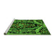 Sideview of Machine Washable Medallion Green French Area Rugs, wshabs5375grn