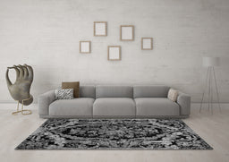 Machine Washable Medallion Gray French Rug in a Living Room,, wshabs5375gry