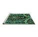 Sideview of Machine Washable Medallion Turquoise French Area Rugs, wshabs5375turq