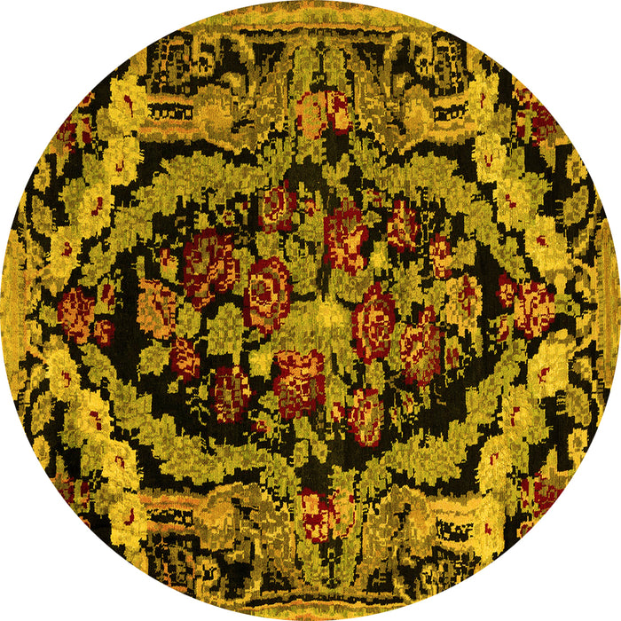Round Medallion Yellow French Rug, abs5375yw
