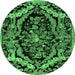 Round Medallion Emerald Green French Rug, abs5375emgrn