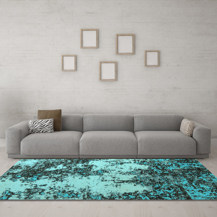 Machine Washable Abstract Light Blue Modern Rug in a Living Room, wshabs5376lblu
