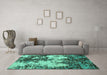 Machine Washable Abstract Turquoise Modern Area Rugs in a Living Room,, wshabs5376turq