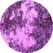 Round Machine Washable Abstract Purple Modern Area Rugs, wshabs5376pur