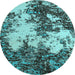 Round Abstract Light Blue Modern Rug, abs5376lblu