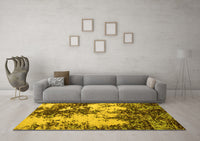 Machine Washable Abstract Yellow Modern Rug, wshabs5376yw