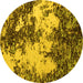 Round Abstract Yellow Modern Rug, abs5376yw