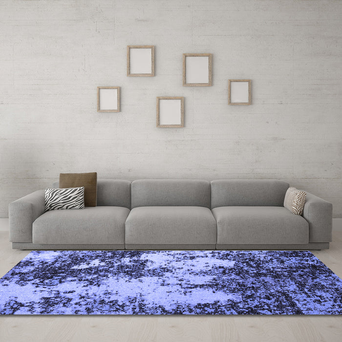 Machine Washable Abstract Blue Modern Rug in a Living Room, wshabs5376blu
