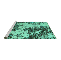 Sideview of Machine Washable Abstract Turquoise Modern Area Rugs, wshabs5376turq