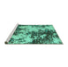 Sideview of Machine Washable Abstract Turquoise Modern Area Rugs, wshabs5376turq