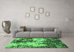 Machine Washable Abstract Emerald Green Modern Area Rugs in a Living Room,, wshabs5376emgrn